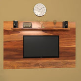 ONIJA  Wooden Wall Mount TV Unit (Sheesham Wood) (Honey Finish)